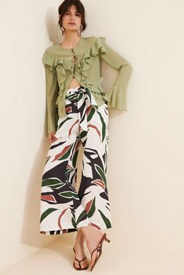 Little Lies Palm Print Linen Blend Pants