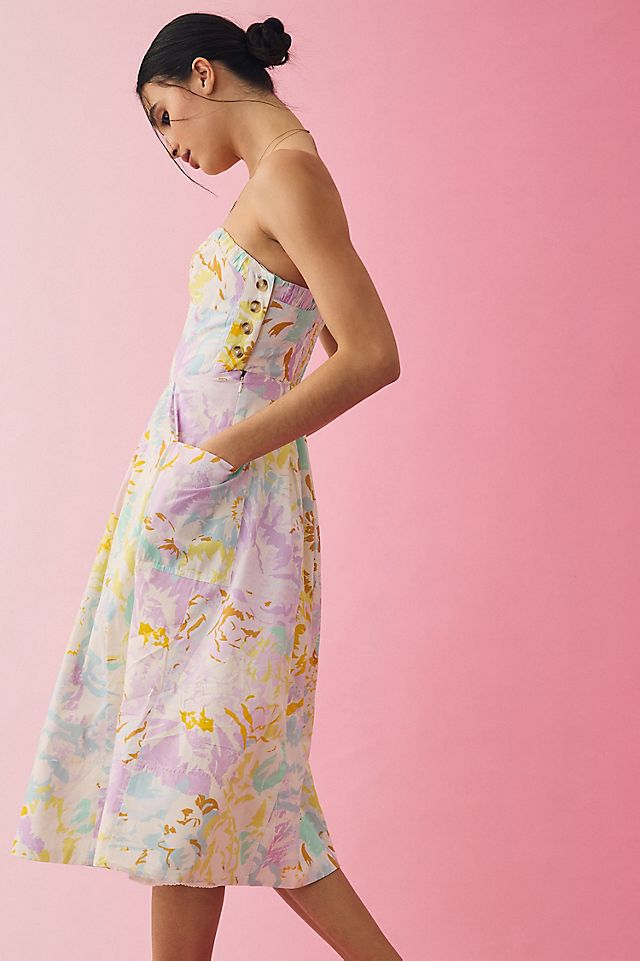 maeve sleeveless fitted a line midi dress Anthropologie A-Line X-LARGE Pink Timeless Treasurz The Maeve dress features a draped waist detail that creates a fluid Maeve Halter Slim Knit Midi