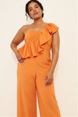 Eloquii Ruffle Linen Jumpsuit