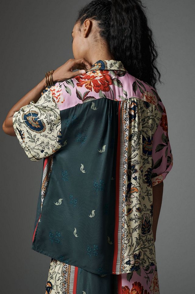 Silky Floral Oversized Surf Shirt | Anthropologie