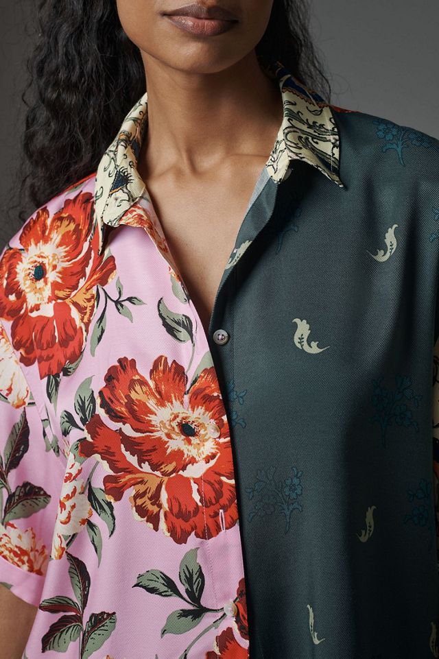 Silky Floral Oversized Surf Shirt #3
