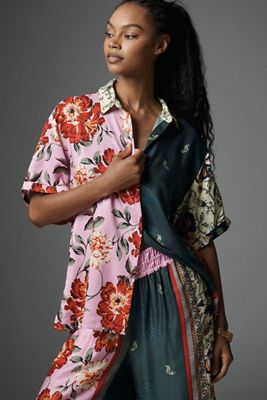 Silky Floral Oversized Surf Shirt