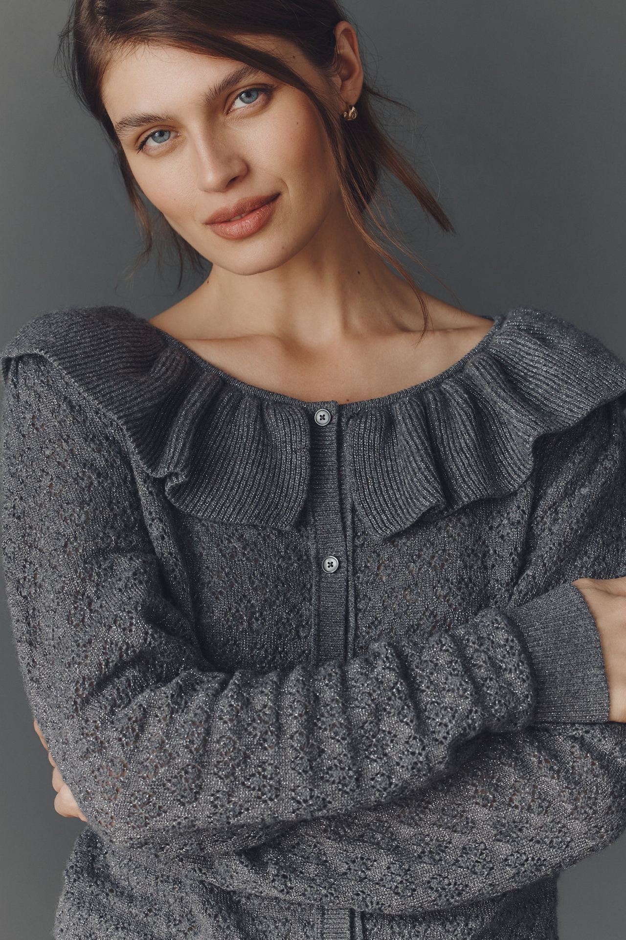 Maeve Pointelle Wool-Blend Cardigan Sweater