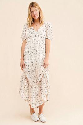 Saltwater Luxe Puff Sleeve Tiered Maxi Dress