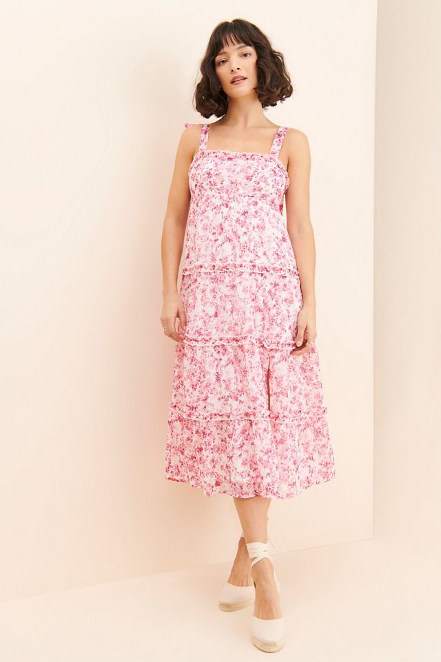 If By Sea Tie Strap Tiered Midi Dress #3
