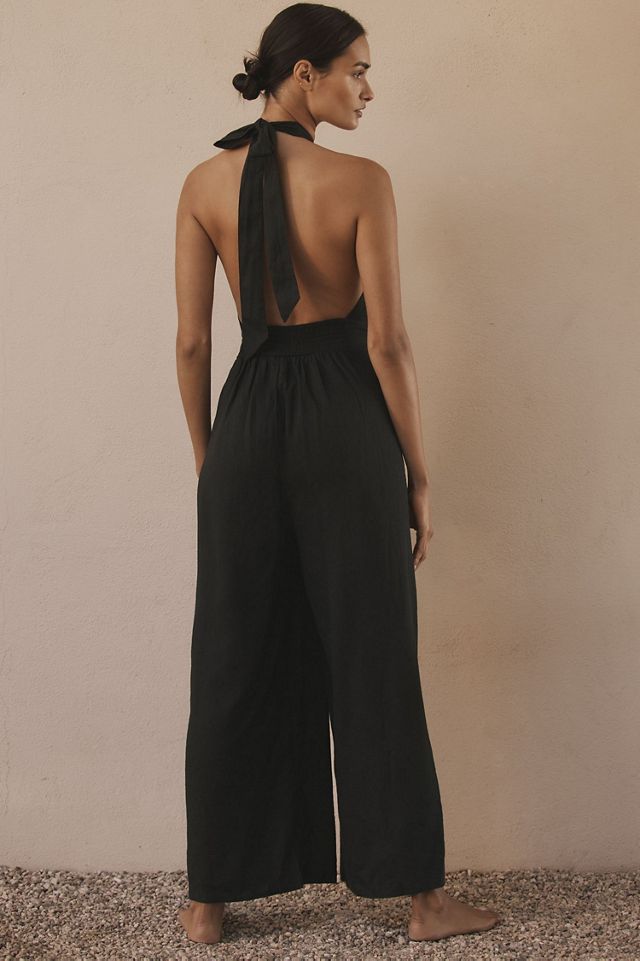 Mock-Neck Plunge Jumpsuit #1