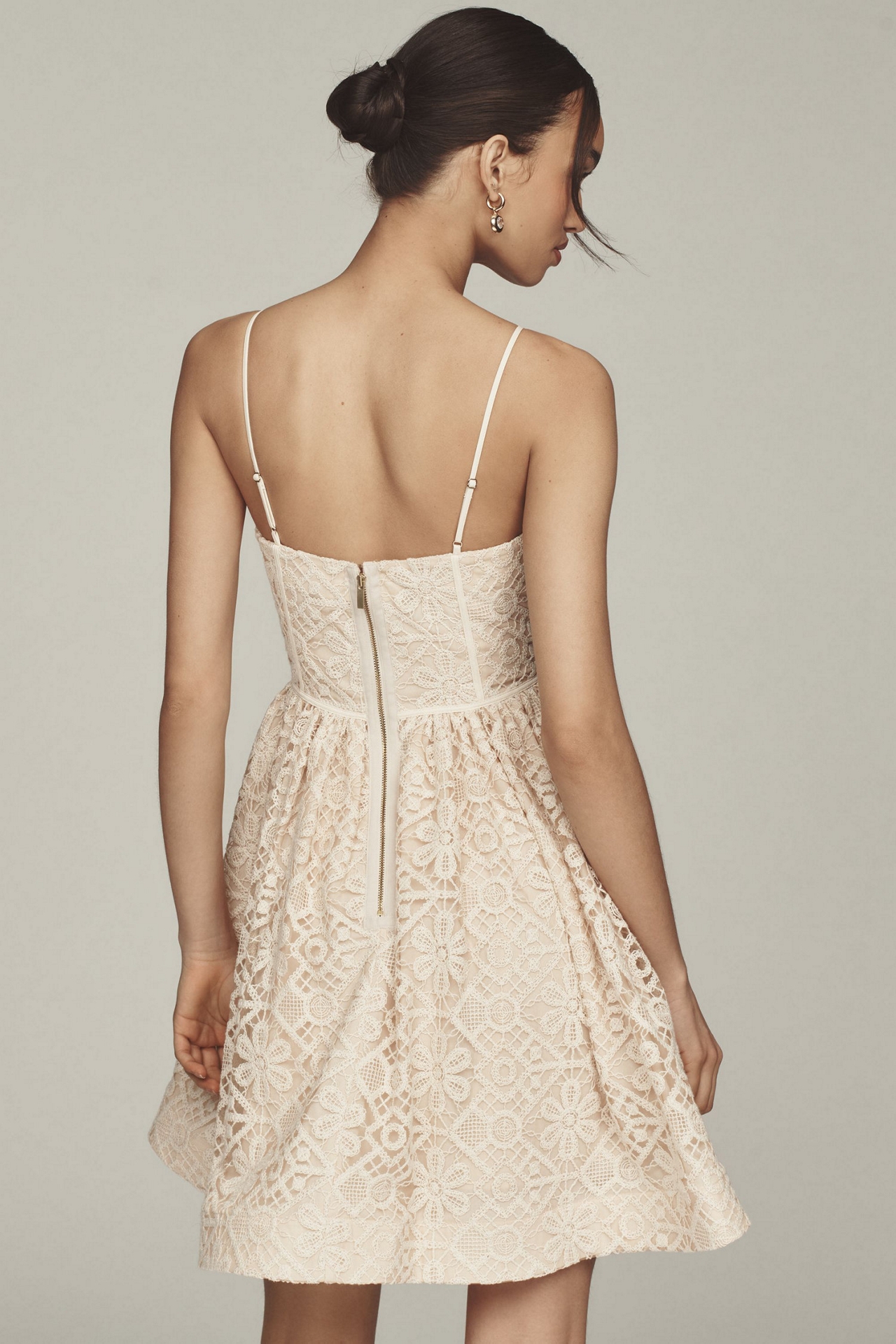 Lace Basque-Waist Mini Dress