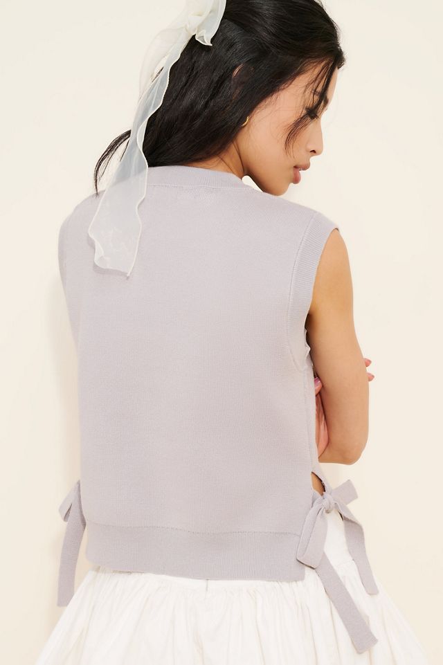 Flat White Shell Side-Tie Vest #4