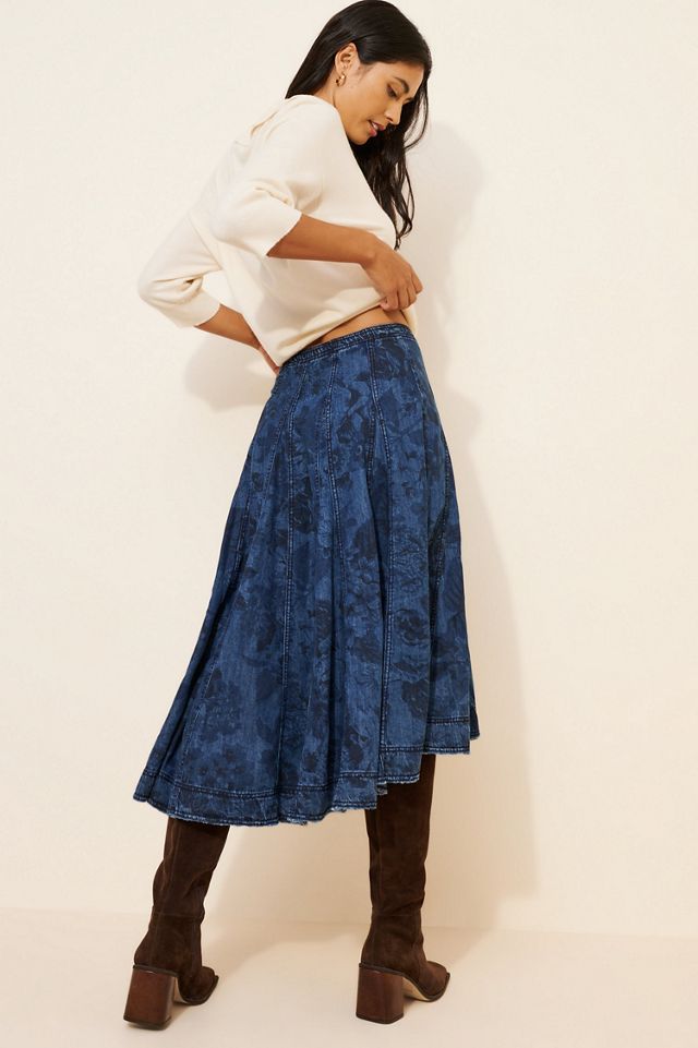 Pilcro Printed Denim Petticoat Midi Skirt #4