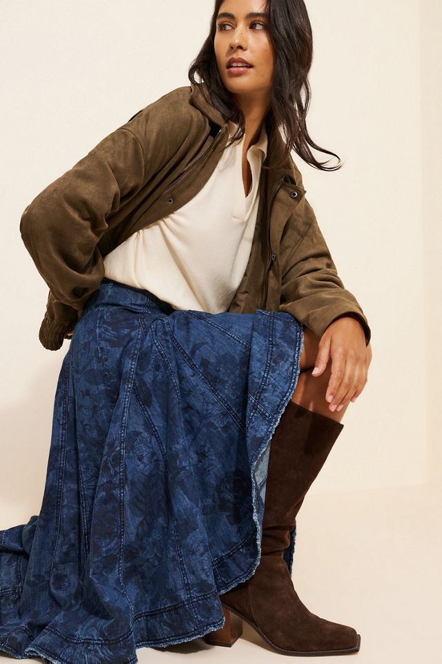 Pilcro Printed Denim Petticoat Midi Skirt #1