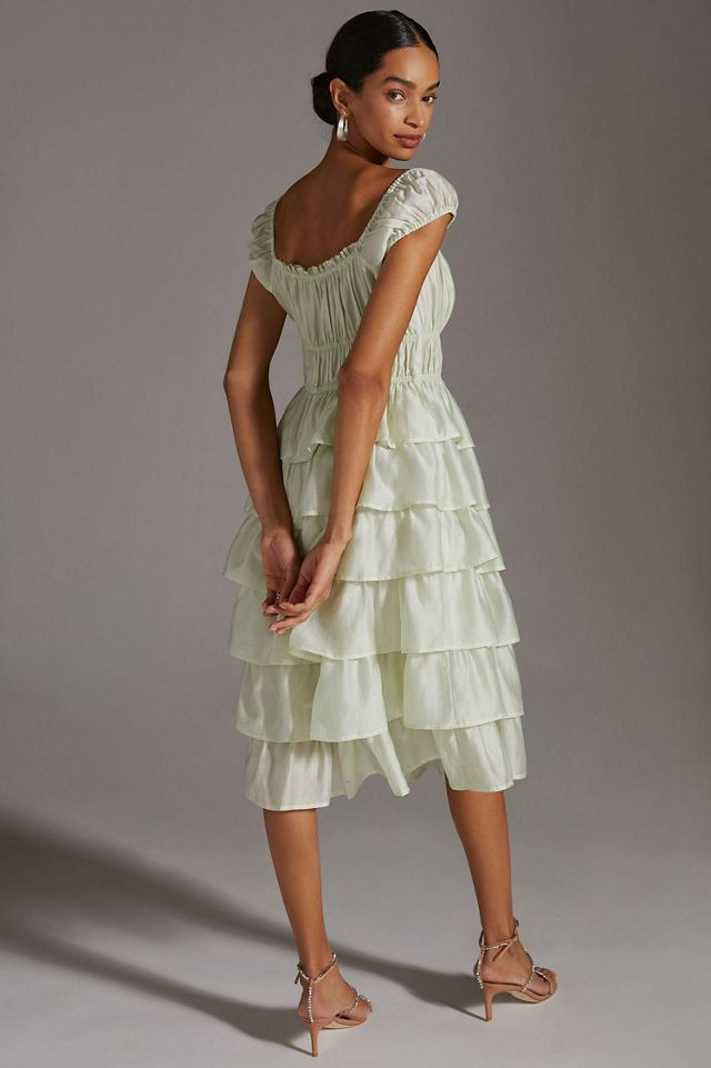 Current Air Ruffle Tiered Midi Dress | Anthropologie