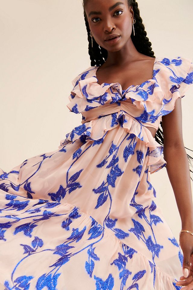 Not So Serious by Pallavi Mohan Floral Ruffled High-Low Dress #2