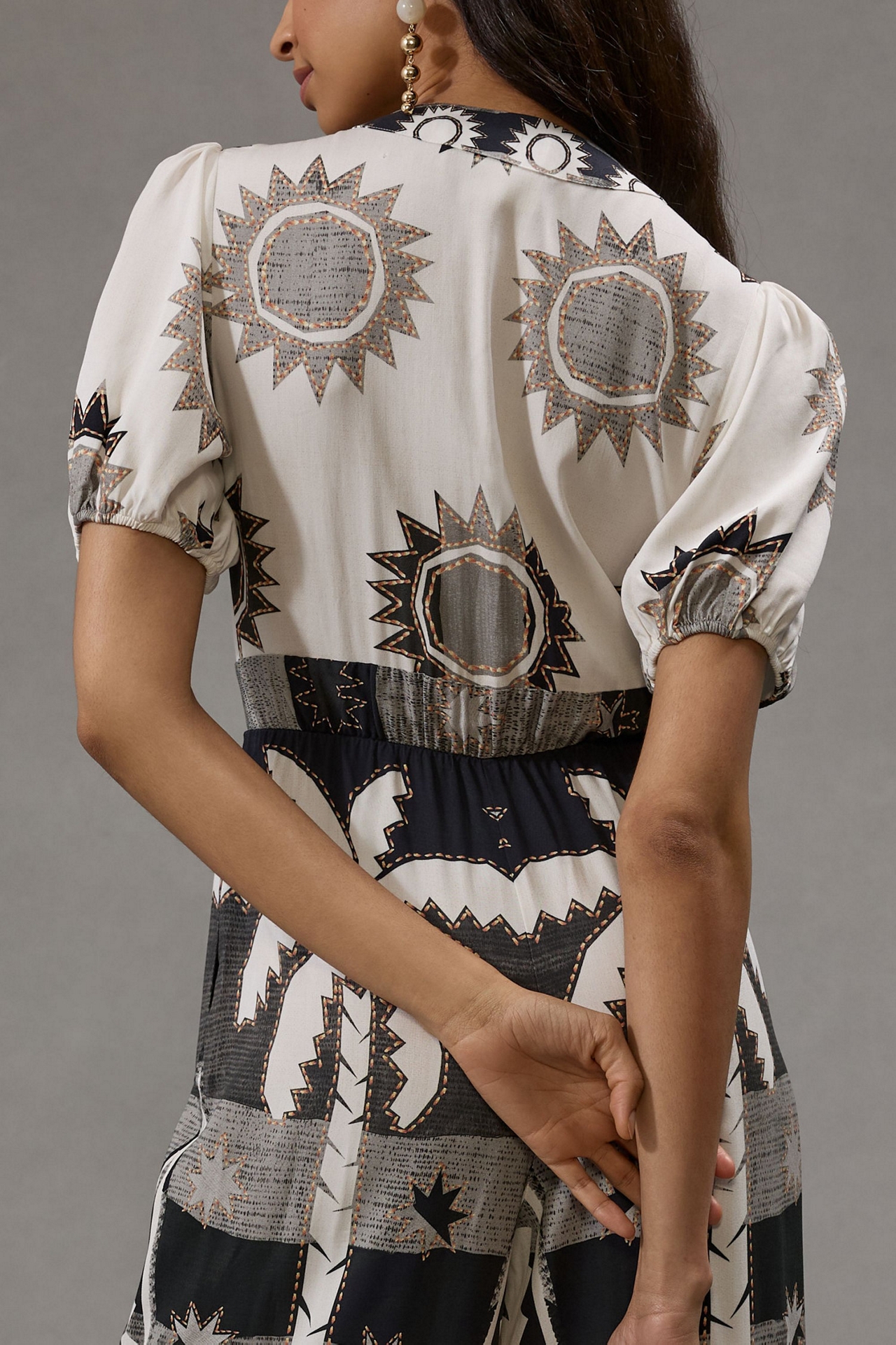 FARM Rio Puff-Sleeve Linen Jumpsuit