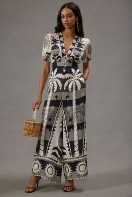 chinese dress ladies Black Delicate Forest Scarves Organic Cotton Maxi Dress  FARM Rio