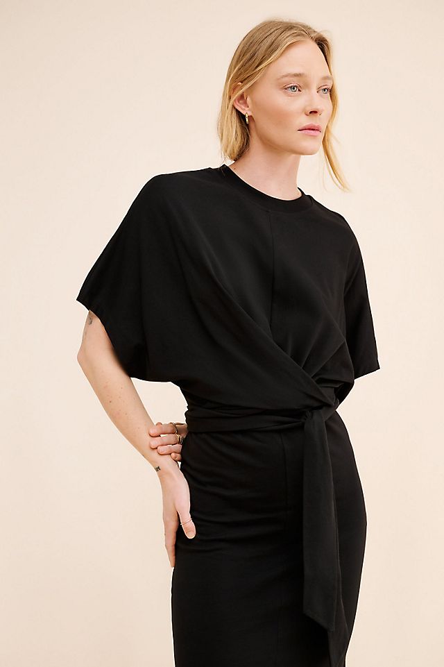 wrap t shirt dress COS Women's Wrap-Front T-Shirt in Red | Cotton shirt dress goes mini with a flattering wrap Closed Solid Wrap Tshirt Dress