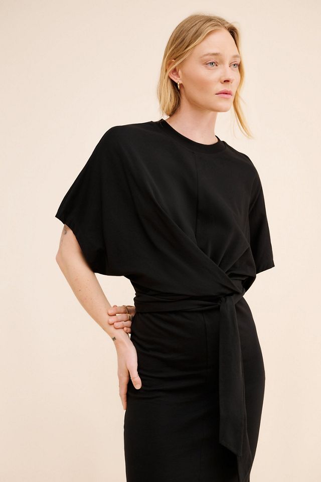 Closed Solid Wrap Tshirt Dress #4