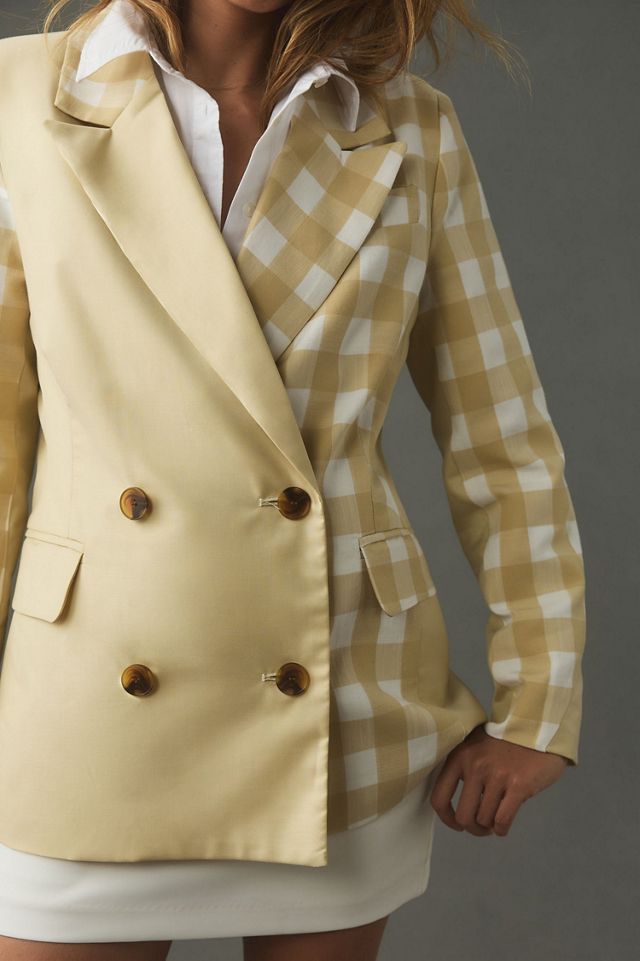 Avec Les Filles Mixed Gingham Blazer #4