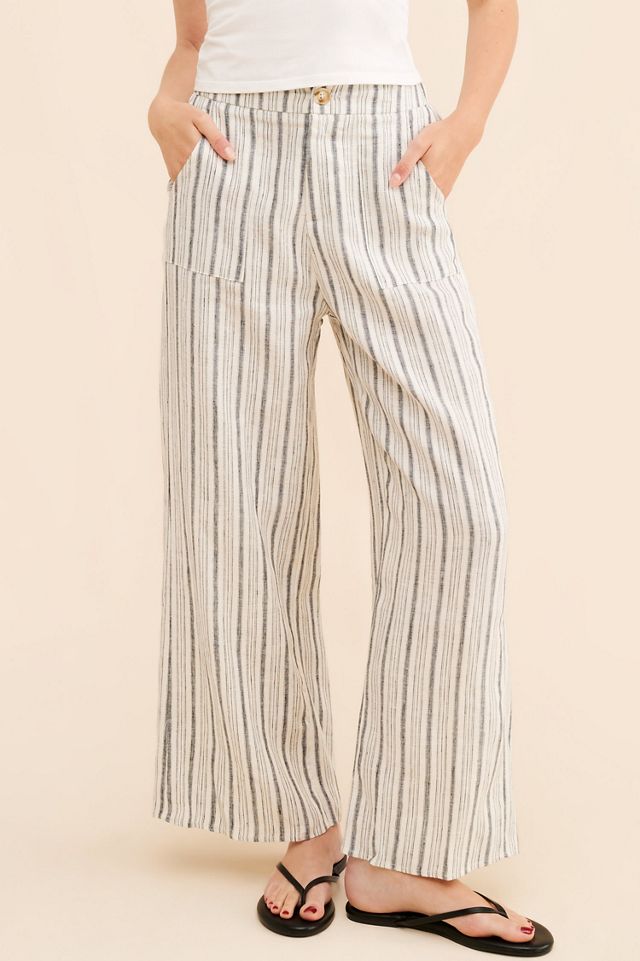 Little Lies Georgie Linen Stripe Pants #1