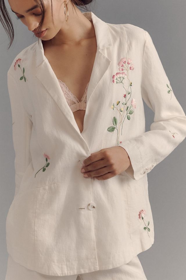 Embroidered Linen Blazer #2
