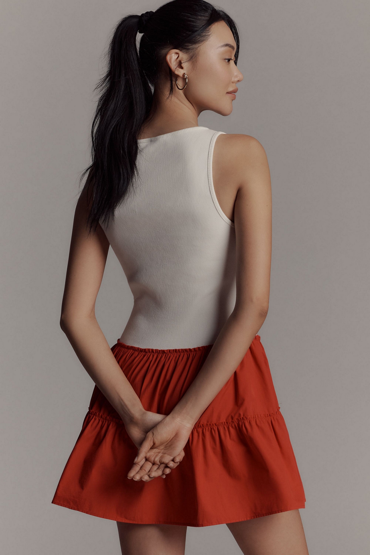 Daily Practice by Anthropologie Rib Tank Drop-Waist Twofer Mini Dress
