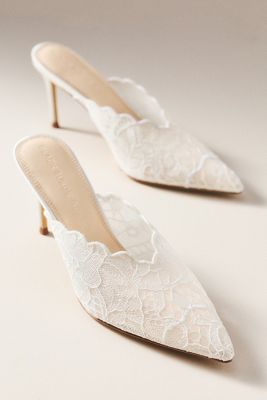 Black Suede Studio Ash 80 Scalloped Lace Mule Heels