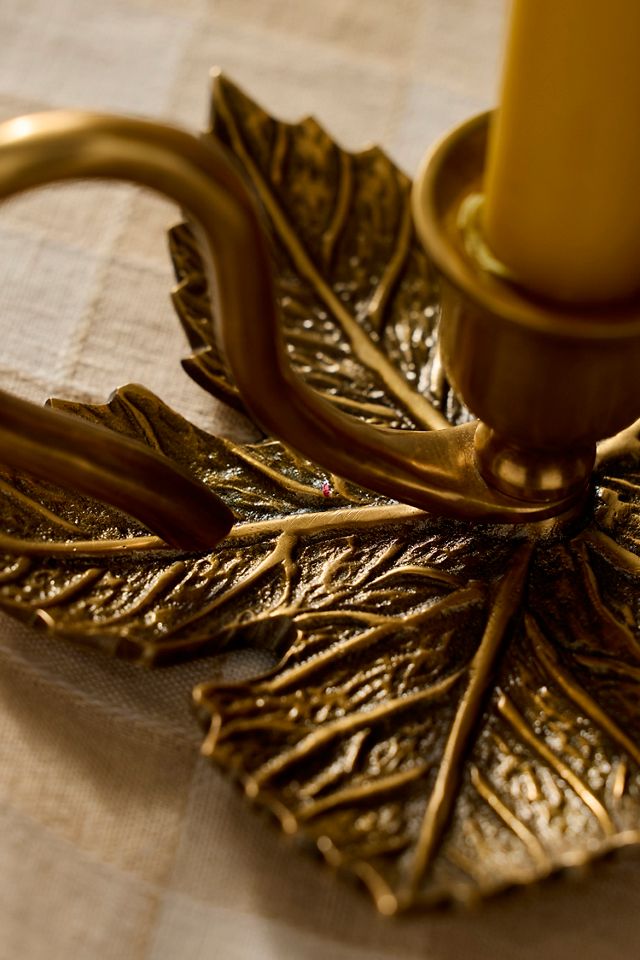 Brass Leaf Taper Holder #1