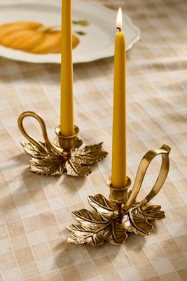 Brass Leaf Taper Holder