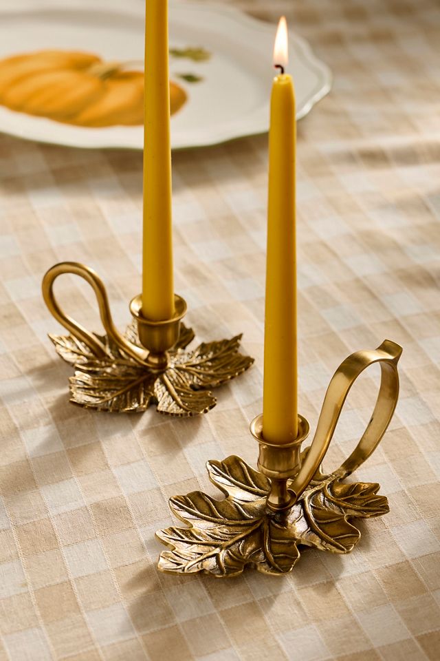 Brass Leaf Taper Holder #2