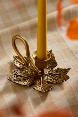 Brass Leaf Taper Holder
