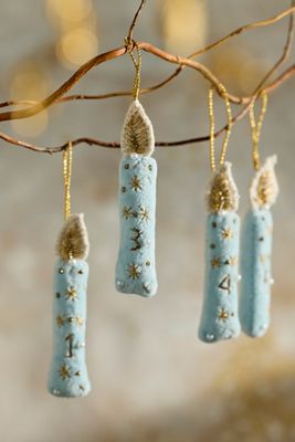 Hanukkah Candle Ornaments, Set of 8