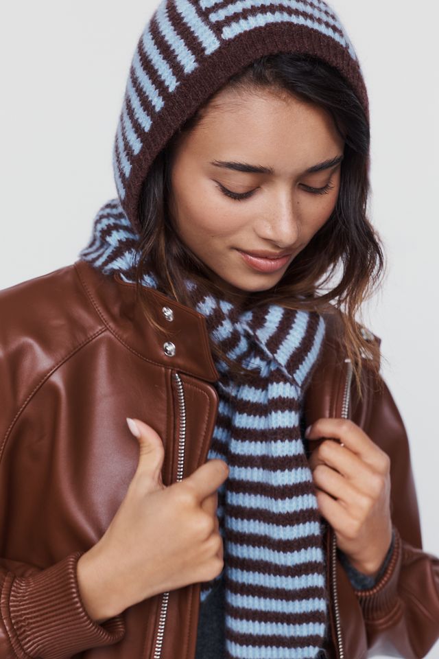 Damson Madder Tie Front Hooded Scarf #2