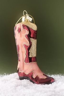 Cowboy Boot Glass Ornament