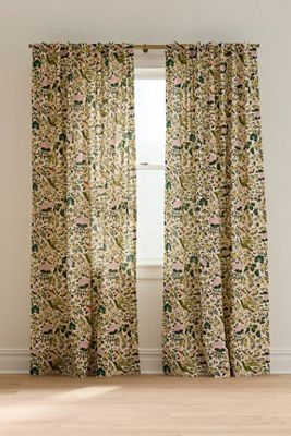 Wren Printed Woven Cotton Bird Curtain