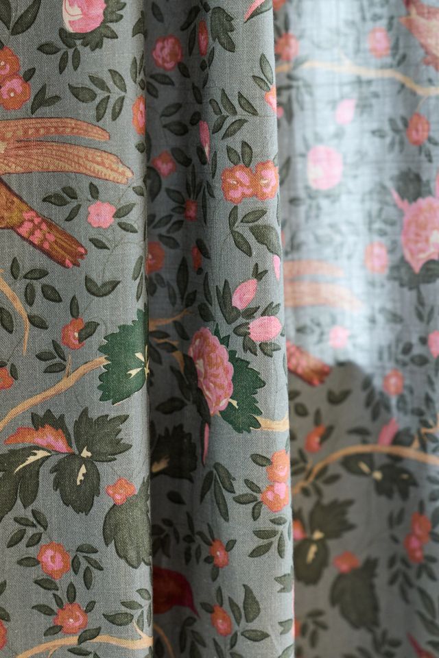 Wren Printed Woven Cotton Bird Curtain #1