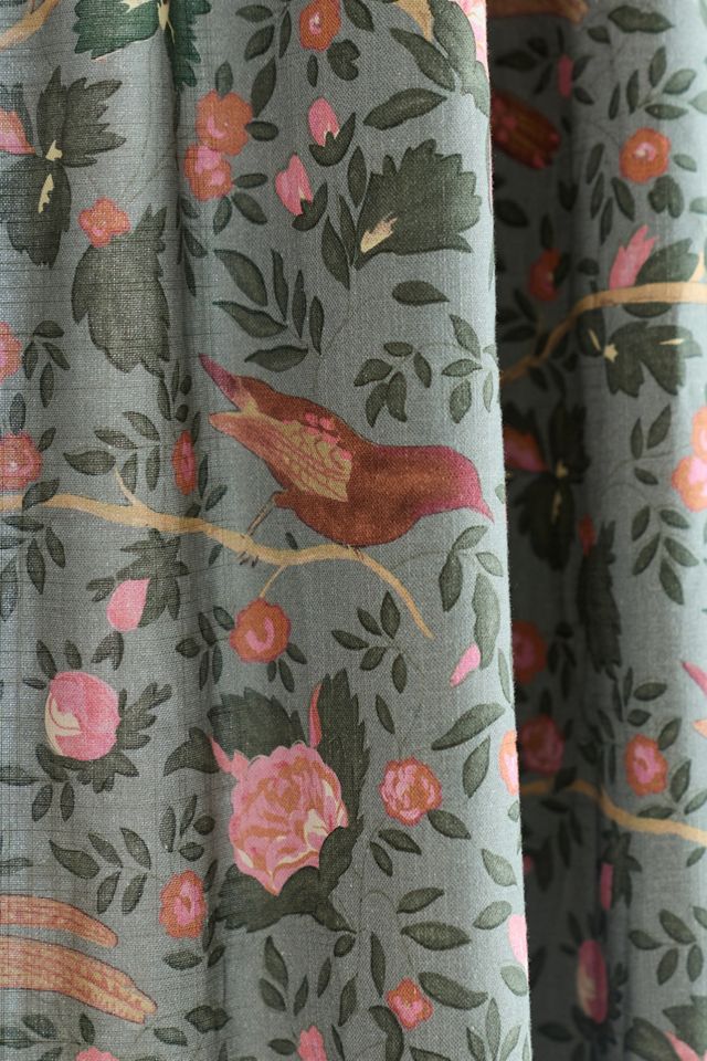 Wren Printed Woven Cotton Bird Curtain #2