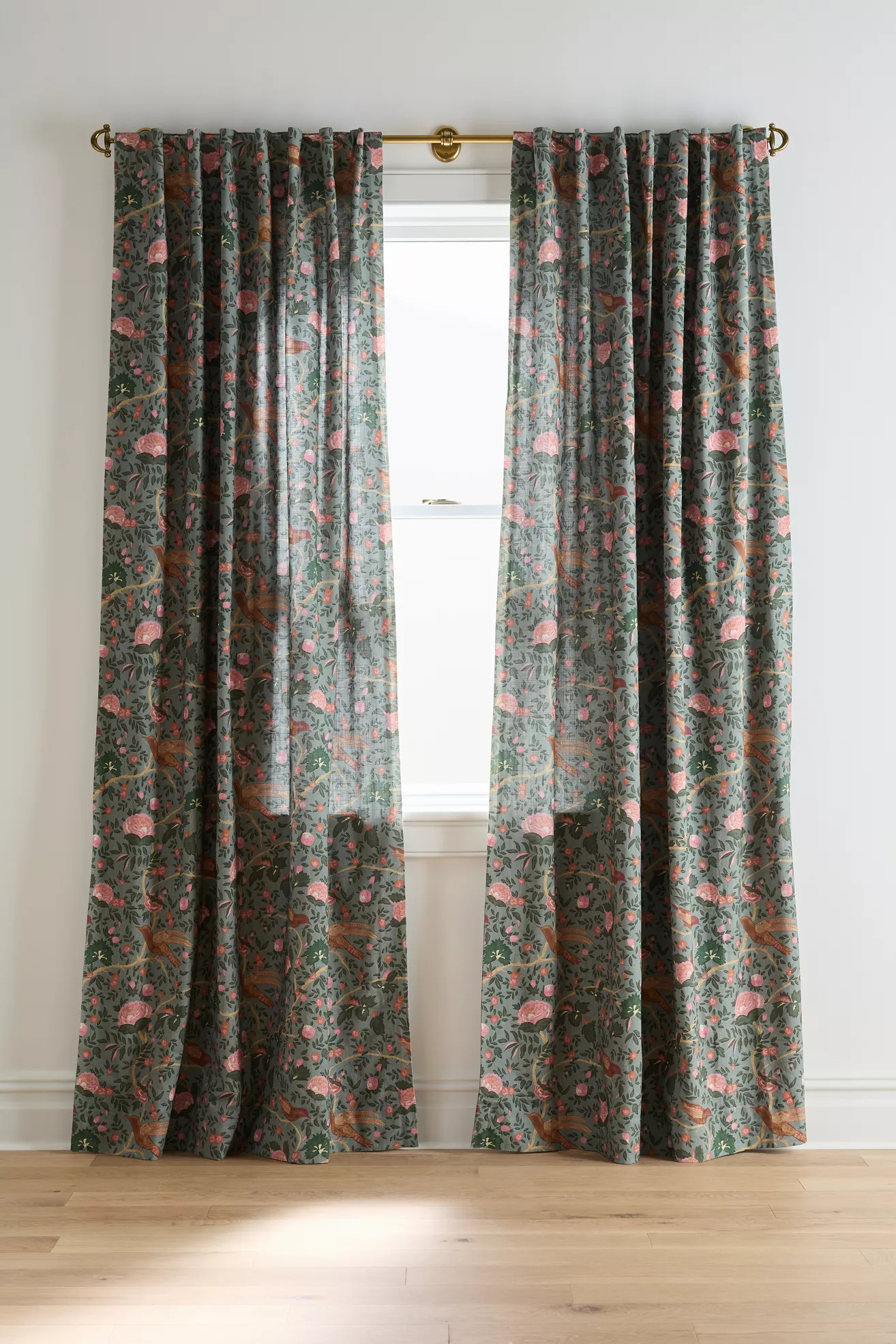Wren Printed Woven Cotton Bird Curtain - thumbnail 4