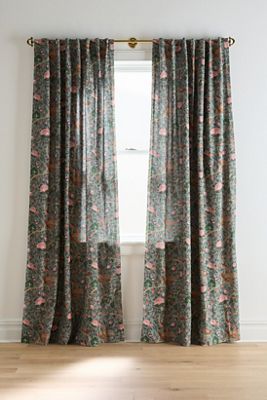 Wren Printed Woven Cotton Bird Curtain