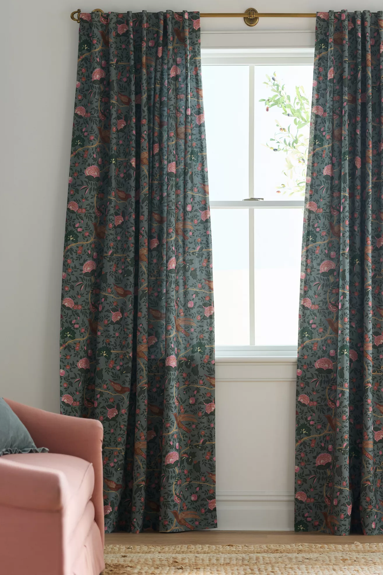 Wren Printed Woven Cotton Bird Curtain - thumbnail 7