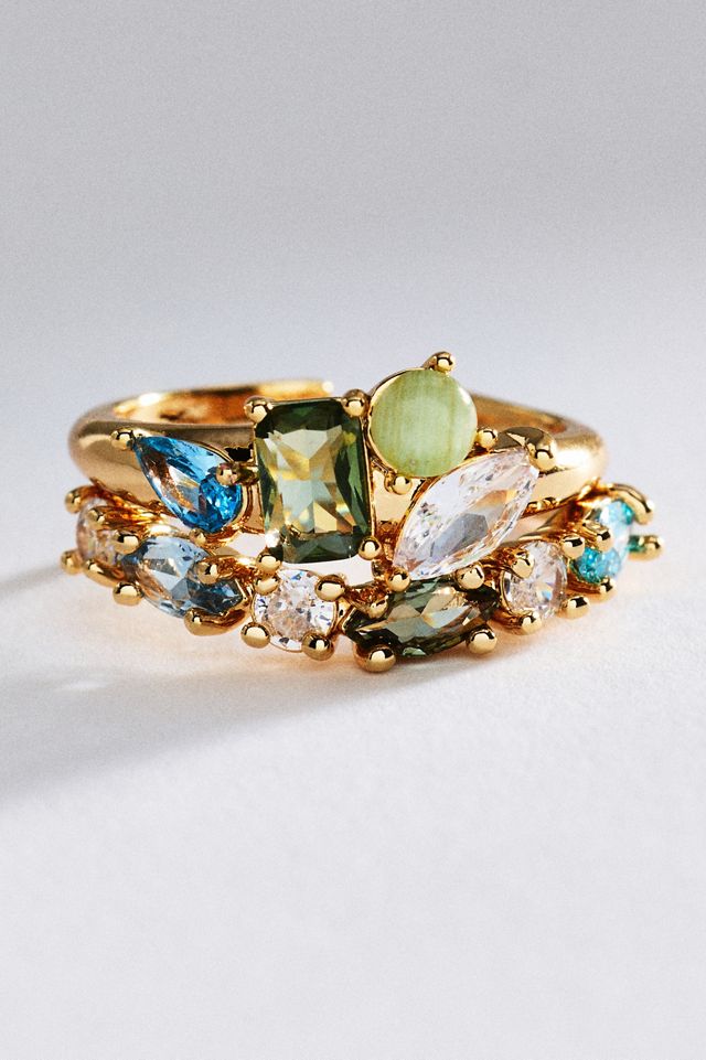 Crystal Cluster Rings, Set of 2 #1