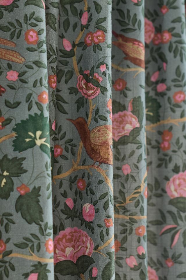 Wren Cotton Bird Print Blackout Curtain #1