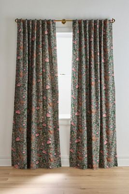 Wren Cotton Bird Print Blackout Curtain