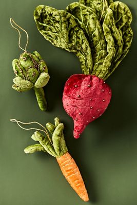 Janelle Beaded Velvet Vegetable Ornament