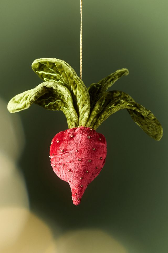 Janelle Beaded Velvet Vegetable Ornament #1