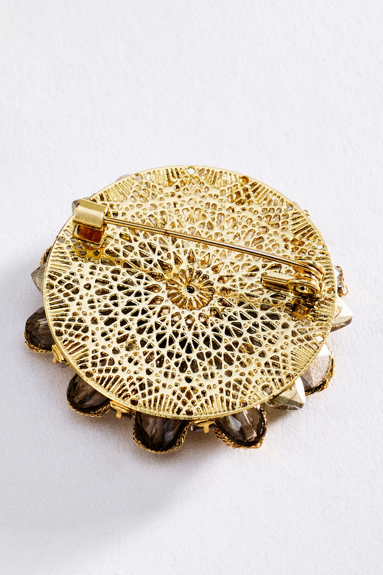 Blossom Box Green & Crystal Floral Brooch