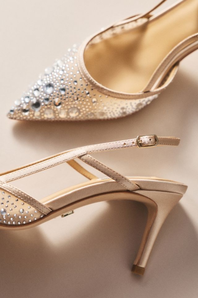 Badgley Mischka Reem Crystal Slingback Kitten Heels #1