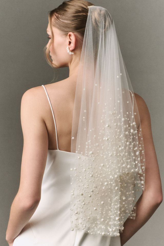 Twigs & Honey Pearl Droplets Fantasy Short Veil #1