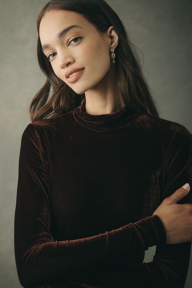 Bardot Velour Mock-Neck Maxi Dress #1