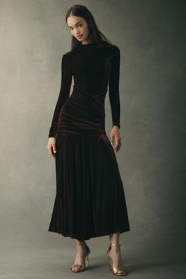 Bardot Velour Mock-Neck Maxi Dress
