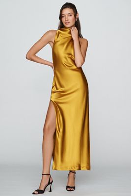Bardot Thea Satin High-Neck Maxi Dress