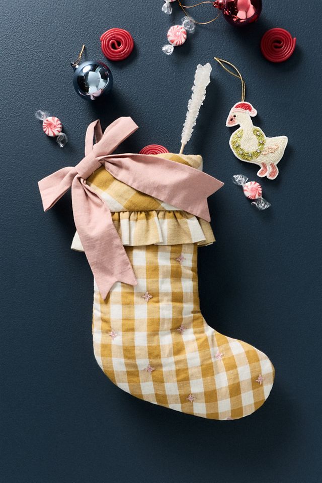 Mini Gingham Bow Stocking #1